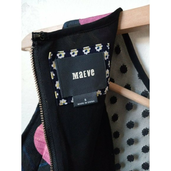 MAEVE ANTHROPOLOGIE Tilde Shift Jacquard Dress Metallic Dots Mod Retro 70s Sm - Picture 6 of 9